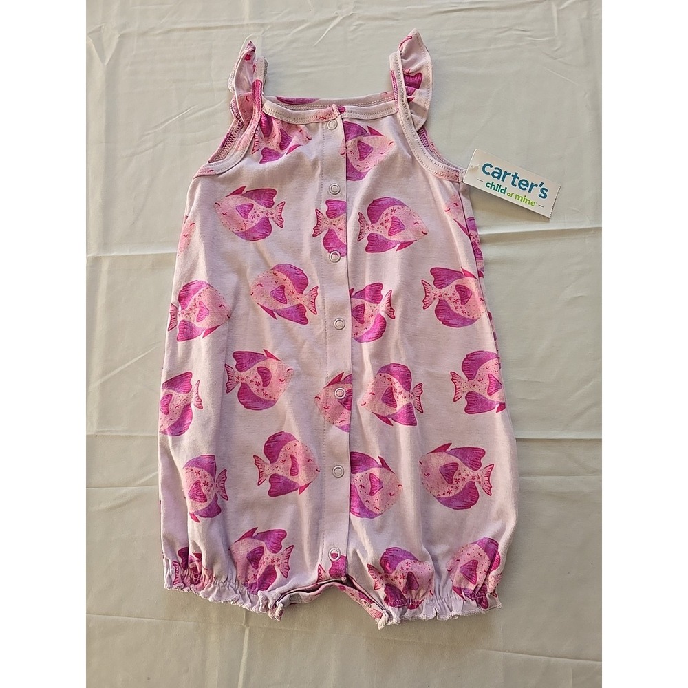 Nwt Carters‎ Baby Girl 24 Months Pink Purple Fish Romper Outfit